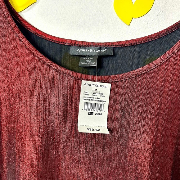 Ashley Stewart Shimmery Wine Ruched Long Sleeve Blouse‎ Size 26/28 - Picture 4 of 9